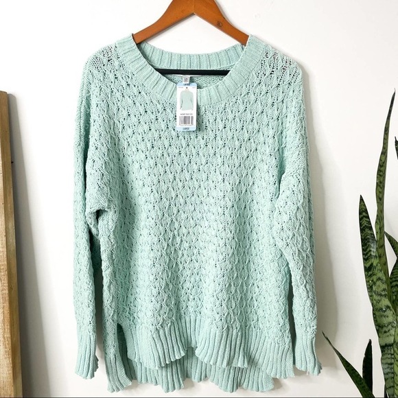 Seven7 Textured Chenille Sweater in Mint L Large - Picture 4 of 10